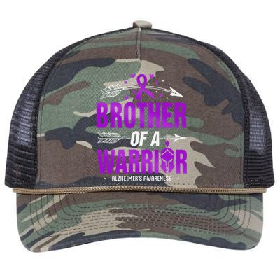 AlzheimerS Awareness Brother Of A Warrior Purple Ribbon Retro Rope Trucker Hat Cap