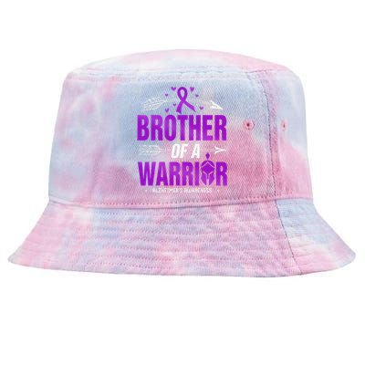 AlzheimerS Awareness Brother Of A Warrior Purple Ribbon Tie-Dyed Bucket Hat