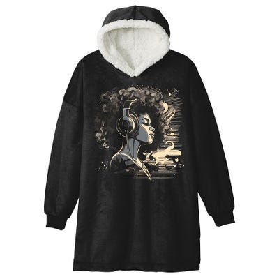 African American Black Headphones Music Graphic Cute Gift Hooded Wearable Blanket