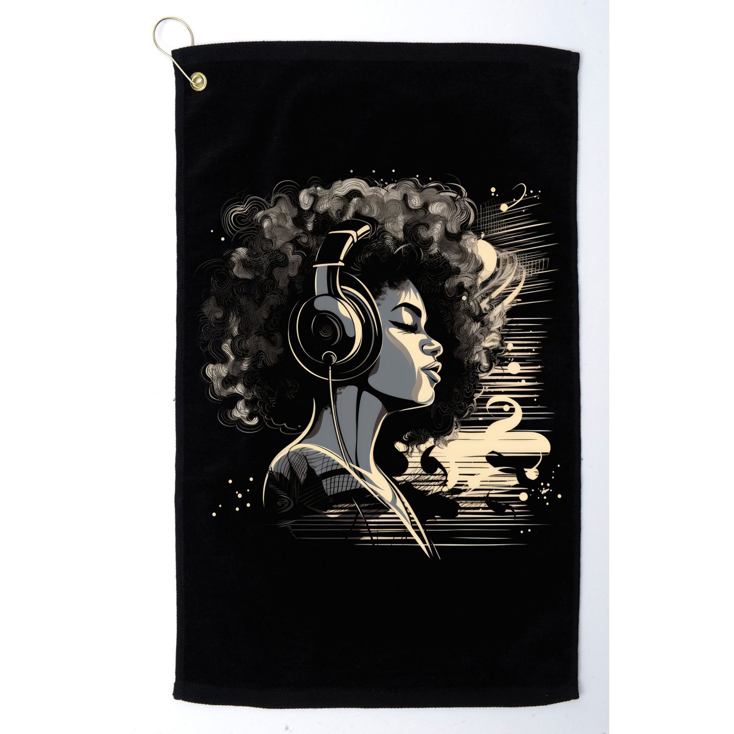 African American Black Headphones Music Graphic Cute Gift Golf Towel