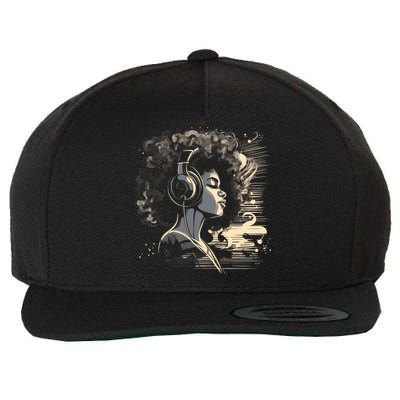 African American Black Headphones Music Graphic Cute Gift Wool Snapback Cap