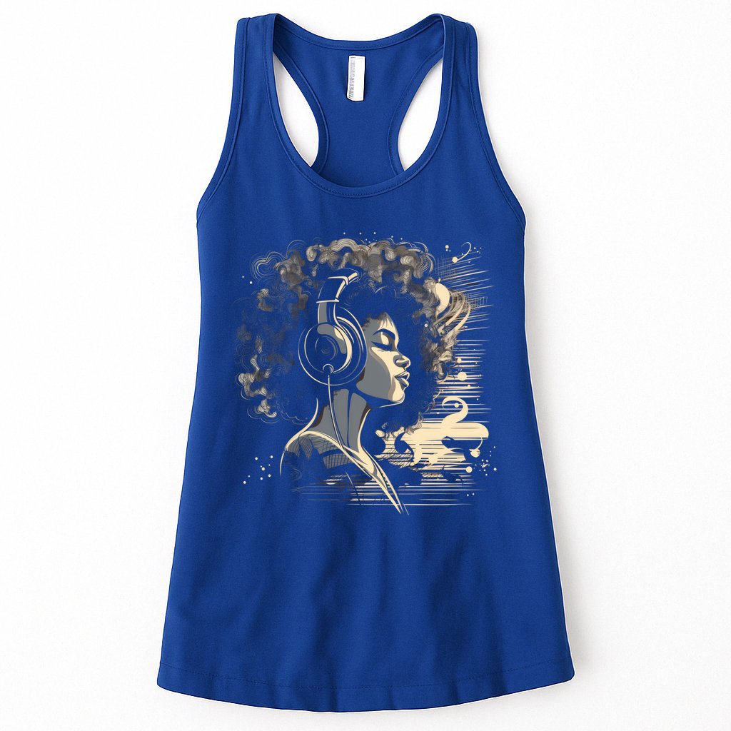 African American Black Headphones Music Graphic Cute Gift Womens Tank Top