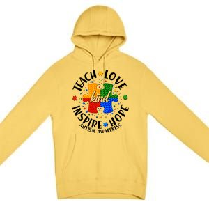 Autism Awareness Be Kind Teach Love Inspire Hope Premium Pullover Hoodie