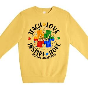 Autism Awareness Be Kind Teach Love Inspire Hope Premium Crewneck Sweatshirt