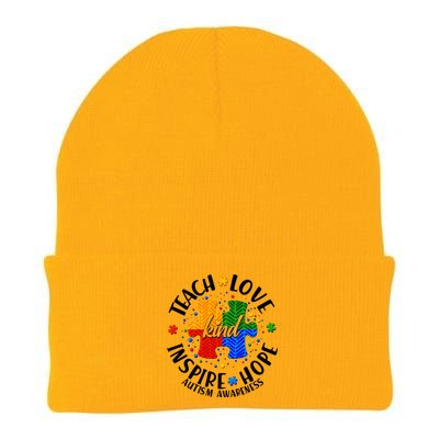 Autism Awareness Be Kind Teach Love Inspire Hope Knit Cap Winter Beanie