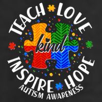 Autism Awareness Be Kind Teach Love Inspire Hope 7 Panel Mesh Trucker Snapback Hat