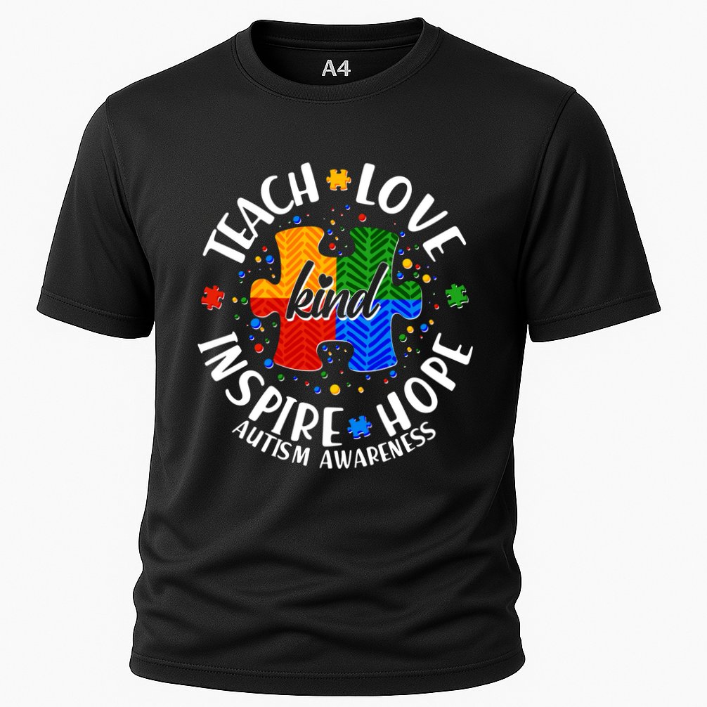 Autism Awareness Be Kind Teach Love Inspire Hope Cooling Performance Crew T-Shirt