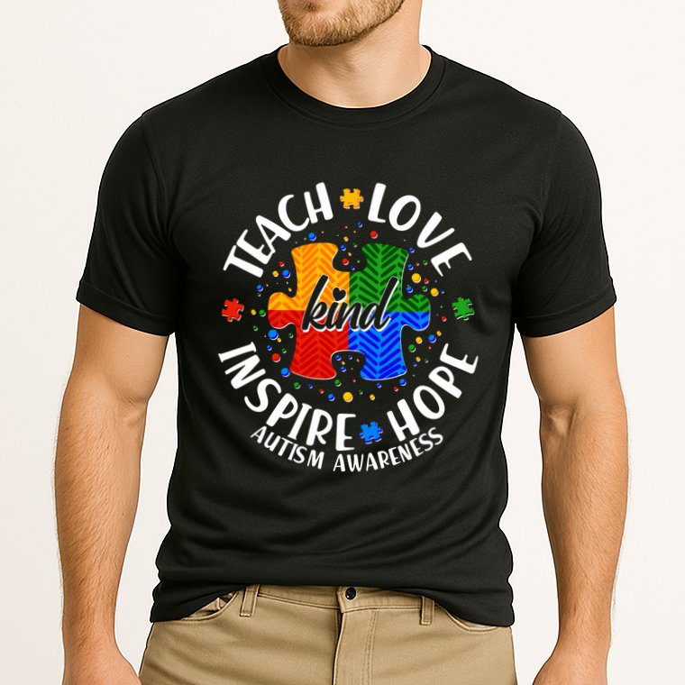 Autism Awareness Be Kind Teach Love Inspire Hope Cooling Performance Crew T-Shirt