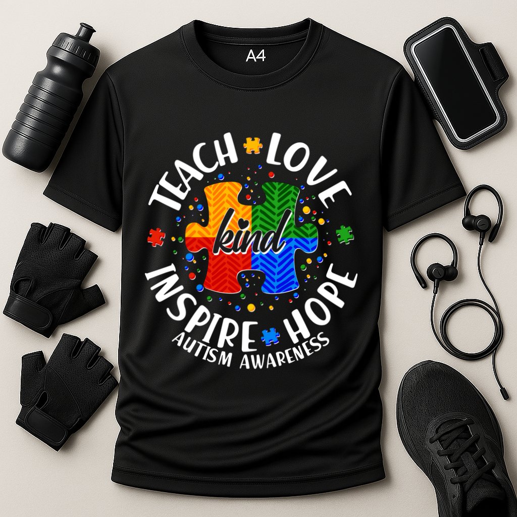 Autism Awareness Be Kind Teach Love Inspire Hope Cooling Performance Crew T-Shirt