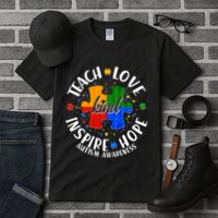 Autism Awareness Be Kind Teach Love Inspire Hope Tall T-Shirt