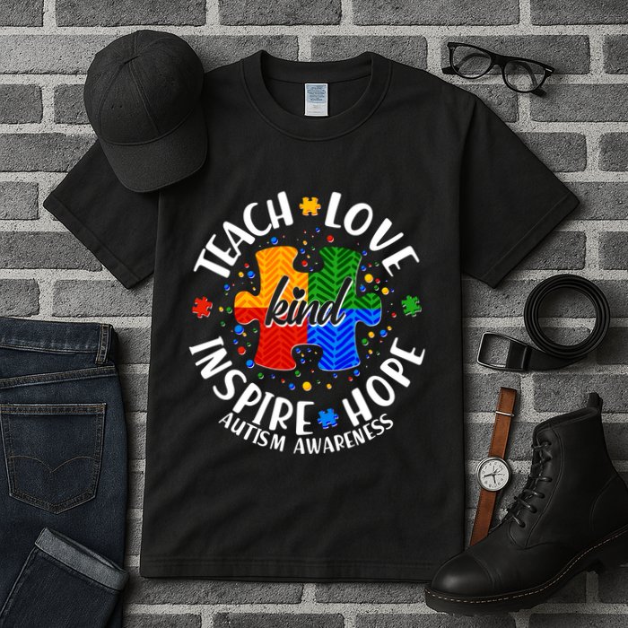 Autism Awareness Be Kind Teach Love Inspire Hope Tall T-Shirt
