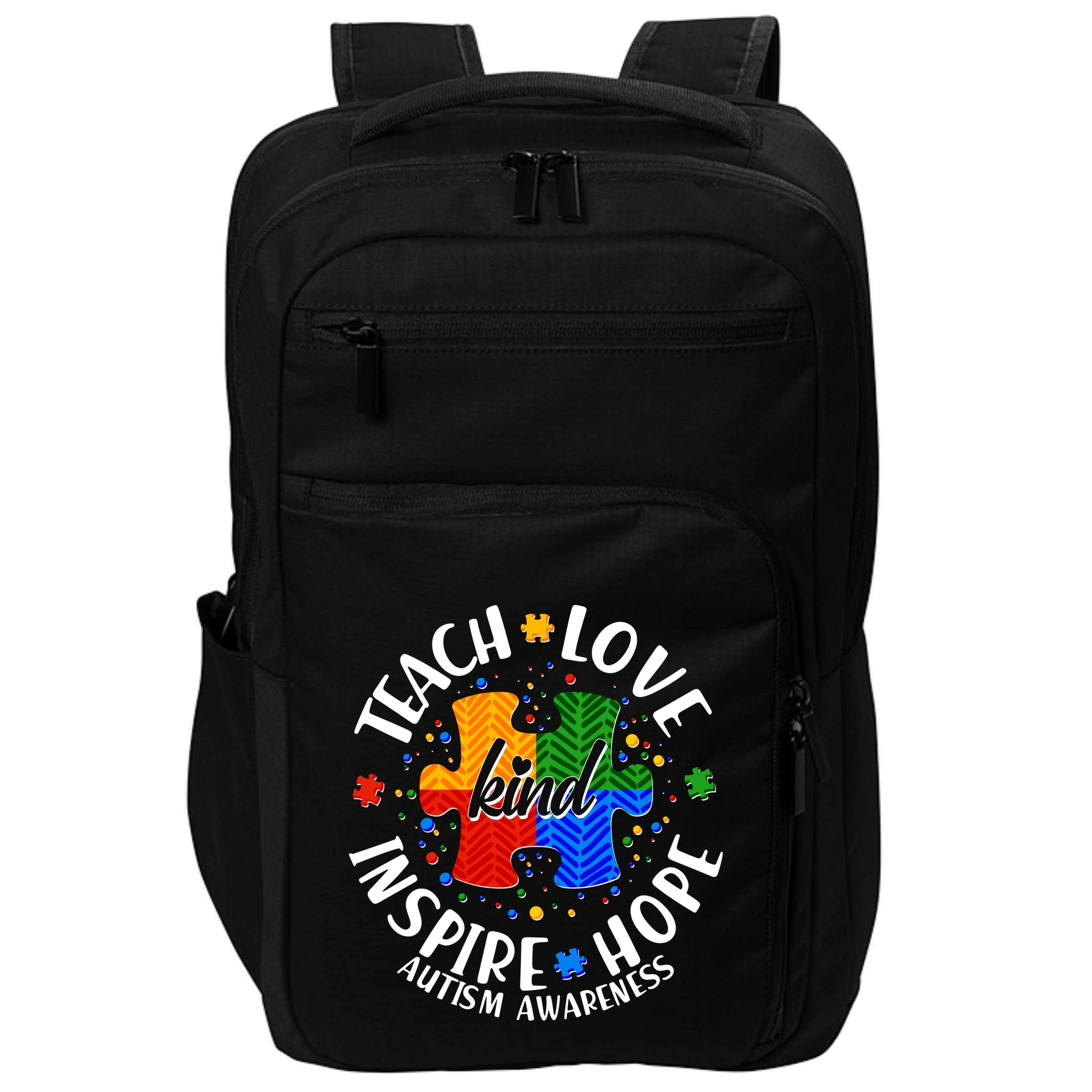 Autism Awareness Be Kind Teach Love Inspire Hope Impact Tech Backpack