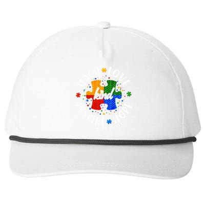 Autism Awareness Be Kind Teach Love Inspire Hope Snapback Five-Panel Rope Hat