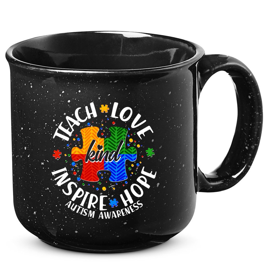 Autism Awareness Be Kind Teach Love Inspire Hope 15oz Campfire Ceramic Mug
