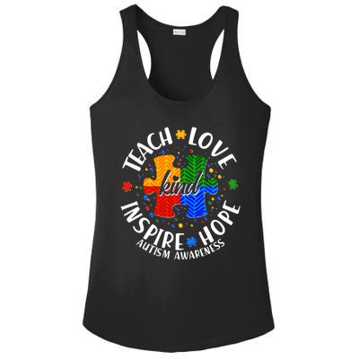 Autism Awareness Be Kind Teach Love Inspire Hope Ladies PosiCharge Competitor Racerback Tank