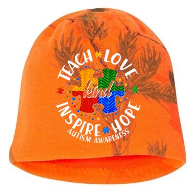 Autism Awareness Be Kind Teach Love Inspire Hope Kati - Camo Knit Beanie