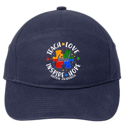 Autism Awareness Be Kind Teach Love Inspire Hope 7-Panel Snapback Hat