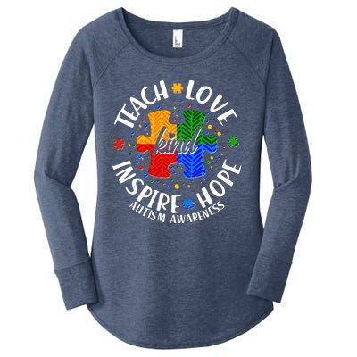 Autism Awareness Be Kind Teach Love Inspire Hope Women's Perfect Tri Tunic Long Sleeve Shirt