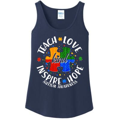 Autism Awareness Be Kind Teach Love Inspire Hope Ladies Essential Tank