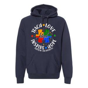 Autism Awareness Be Kind Teach Love Inspire Hope Premium Hoodie