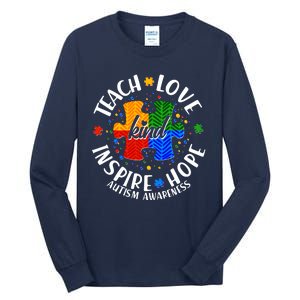 Autism Awareness Be Kind Teach Love Inspire Hope Tall Long Sleeve T-Shirt