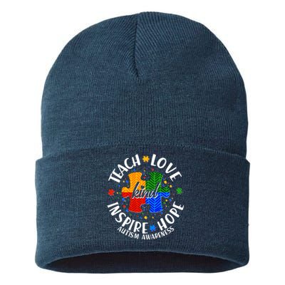 Autism Awareness Be Kind Teach Love Inspire Hope Sustainable Knit Beanie