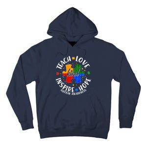 Autism Awareness Be Kind Teach Love Inspire Hope Tall Hoodie