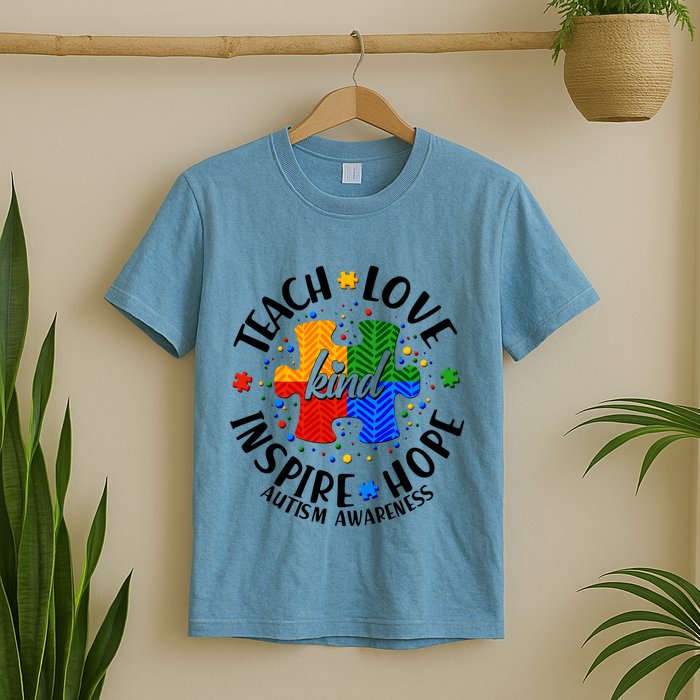 Autism Awareness Be Kind Teach Love Inspire Hope T-Shirt