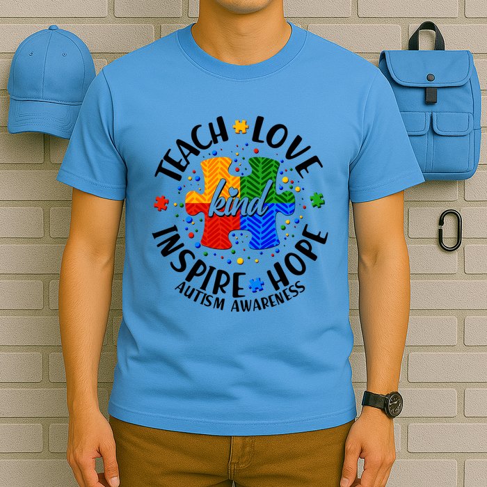 Autism Awareness Be Kind Teach Love Inspire Hope T-Shirt