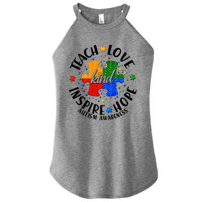 Autism Awareness Be Kind Teach Love Inspire Hope Women’s Perfect Tri Rocker Tank