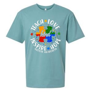 Autism Awareness Be Kind Teach Love Inspire Hope Sueded Cloud Jersey T-Shirt