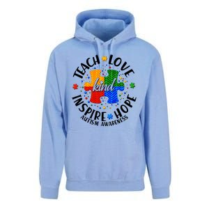 Autism Awareness Be Kind Teach Love Inspire Hope Unisex Surf Hoodie