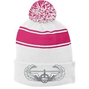 AIR ASSAULT BADGE US ARMY HELICOPTER WINGS Stripe Pom Pom Beanie