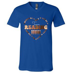 Afro African Black History Month Team Reading School Heart Cute Gift V-Neck T-Shirt