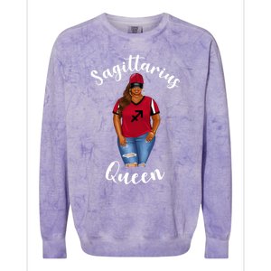 African American Baseball Mom Sagittarius Queen Zodiac Sign Cute Gift Colorblast Crewneck Sweatshirt