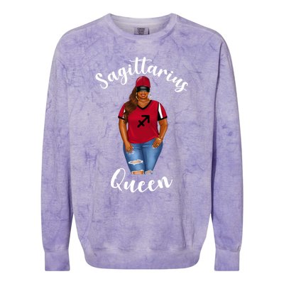 African American Baseball Mom Sagittarius Queen Zodiac Sign Cute Gift Colorblast Crewneck Sweatshirt