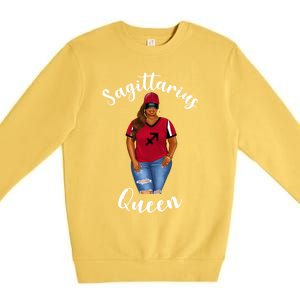 African American Baseball Mom Sagittarius Queen Zodiac Sign Cute Gift Premium Crewneck Sweatshirt