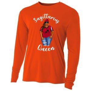 African American Baseball Mom Sagittarius Queen Zodiac Sign Cute Gift Cooling Performance Long Sleeve Crew