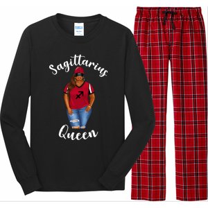 African American Baseball Mom Sagittarius Queen Zodiac Sign Cute Gift Long Sleeve Pajama Set