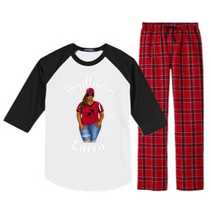 African American Baseball Mom Sagittarius Queen Zodiac Sign Cute Gift Raglan Sleeve Pajama Set