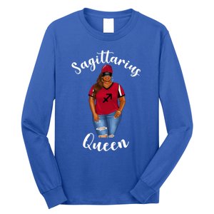 African American Baseball Mom Sagittarius Queen Zodiac Sign Cute Gift Long Sleeve Shirt