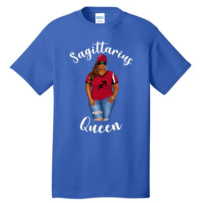 African American Baseball Mom Sagittarius Queen Zodiac Sign Cute Gift Tall T-Shirt