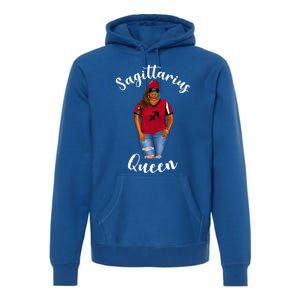 African American Baseball Mom Sagittarius Queen Zodiac Sign Cute Gift Premium Hoodie