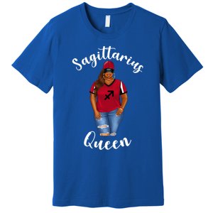 African American Baseball Mom Sagittarius Queen Zodiac Sign Cute Gift Premium T-Shirt