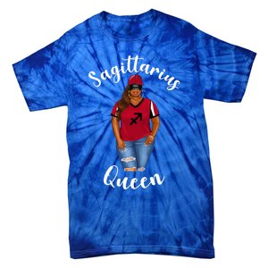 African American Baseball Mom Sagittarius Queen Zodiac Sign Cute Gift Tie-Dye T-Shirt