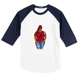 African American Baseball Mom Sagittarius Queen Zodiac Sign Cute Gift Baseball Sleeve Shirt