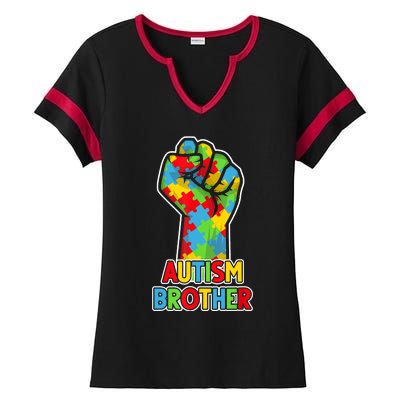 Autism Awareness Brother Acceptance Men Support Love Ladies Halftime Notch Neck Tee