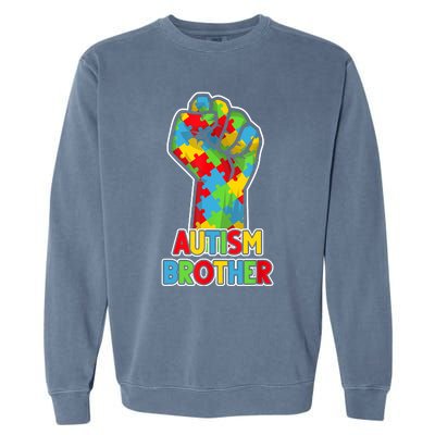 Autism Awareness Brother Acceptance Men Support Love Garment-Dyed Sweatshirt