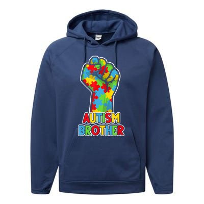 Autism Awareness Brother Acceptance Men Support Love Performance Fleece Hoodie