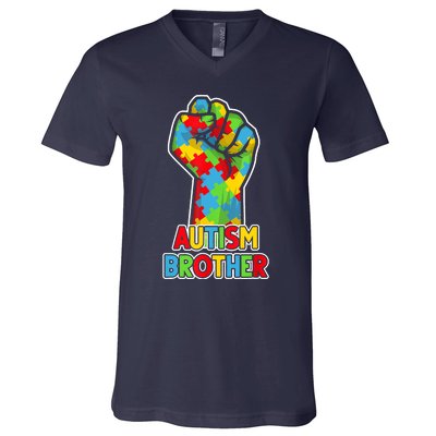 Autism Awareness Brother Acceptance Men Support Love V-Neck T-Shirt